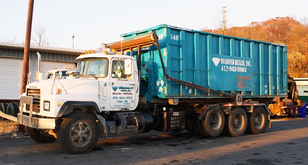 Diamond Mulch hauling truck in Indianola, PA.