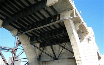 Rigging equipment used for underbridge repair