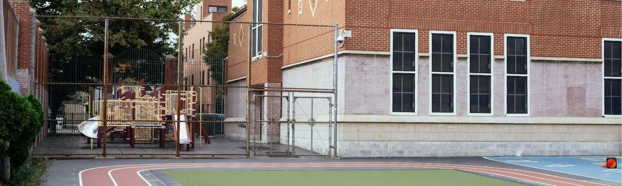 school building from outdoor track