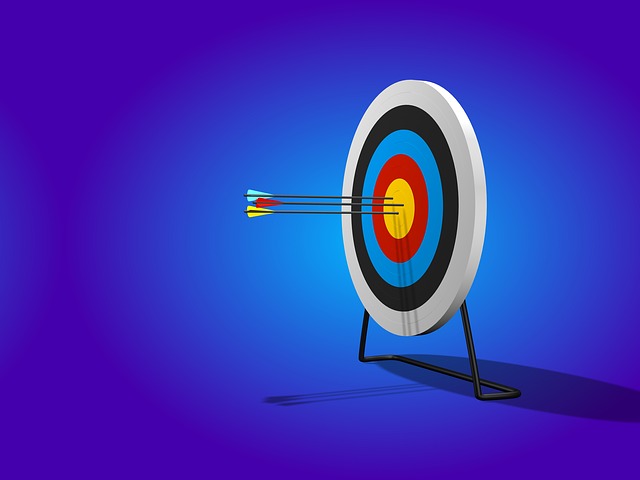 arrows in a target on a blue background