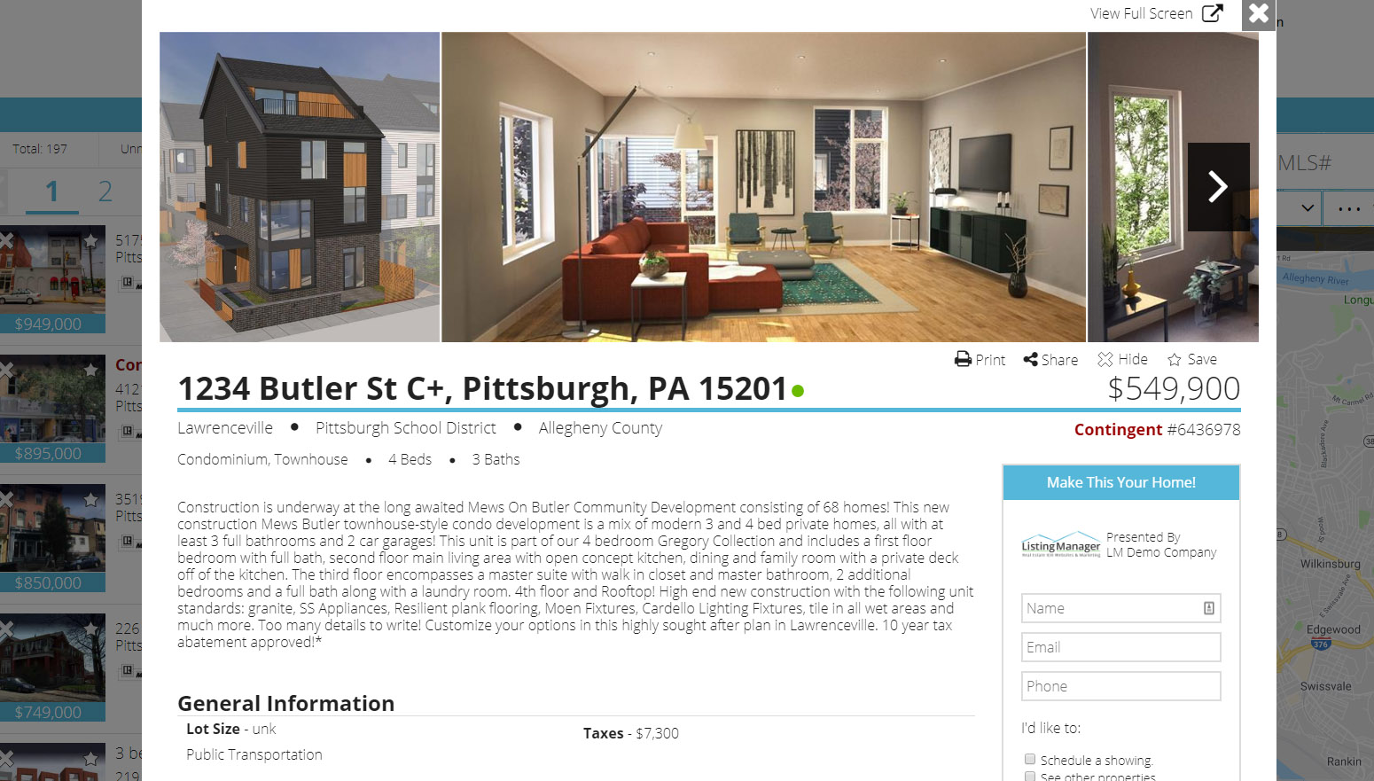 Listing Manager property details page