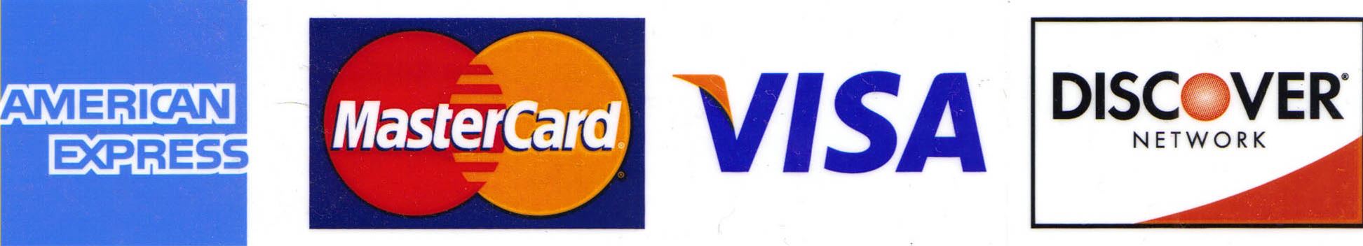 Accepted payment forms: American Express, Mastercard, VISA, and Discover.