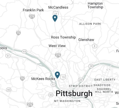 Basic static map of SSB Bank Pittsburgh locations
