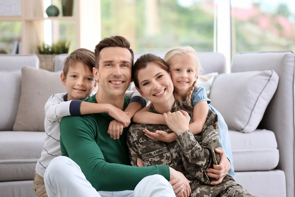 US army veteran family in new house