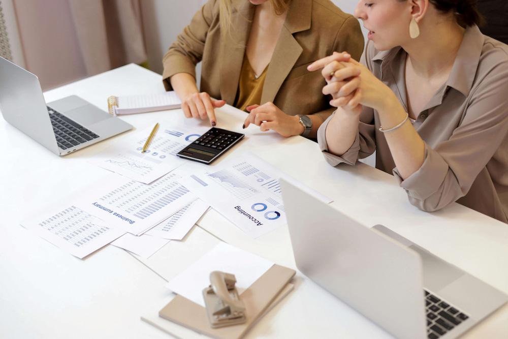 two women creating a business budget