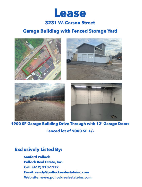 Drive-through garage building with fenced storage yard  - Very well located ..... Drive-through building 12&#39; garage do...