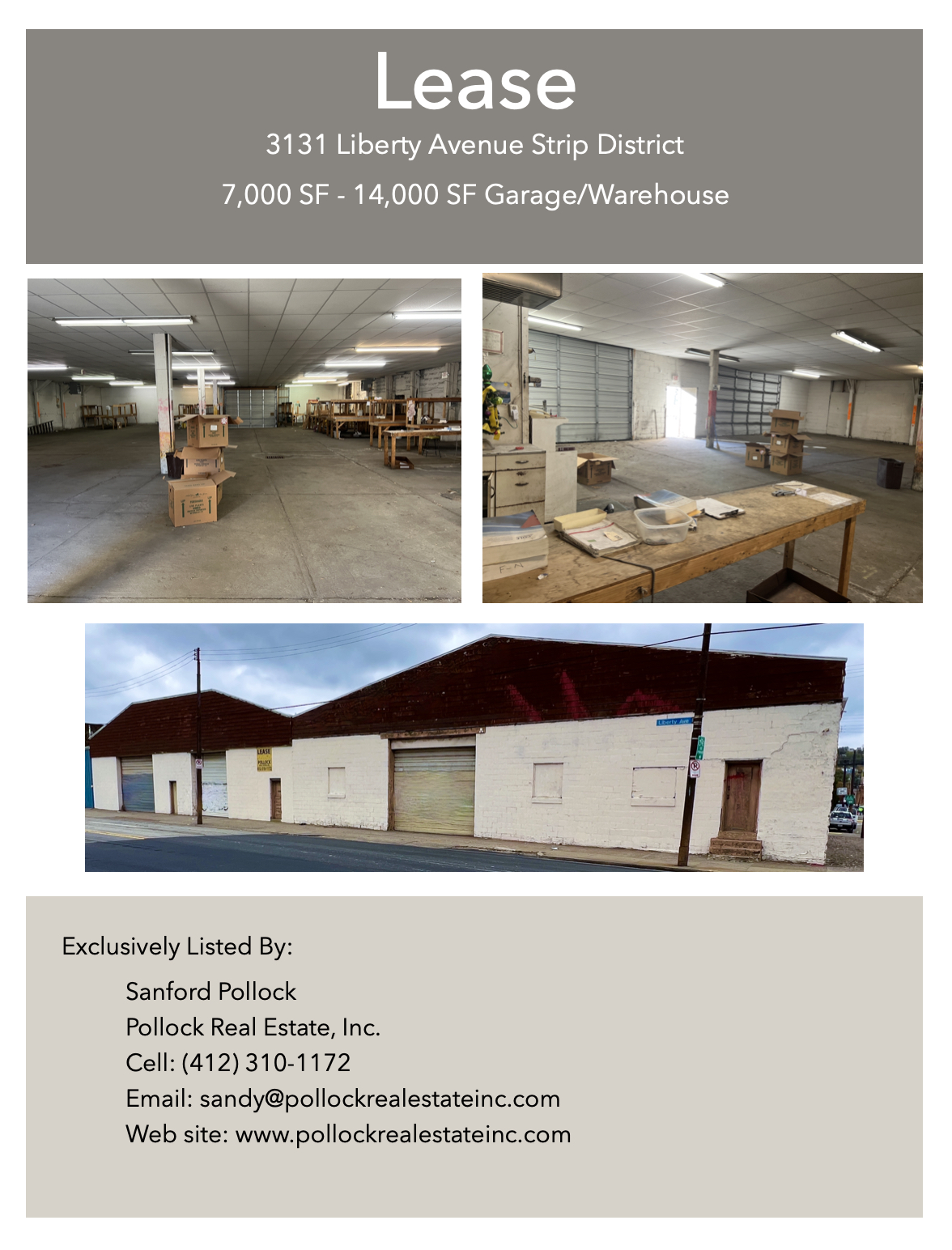 Strip District Warehouse Lease  - Strip District Warehouse for lease 7000 or 14000 SF Drive-in, Drive-through  www.sanford...