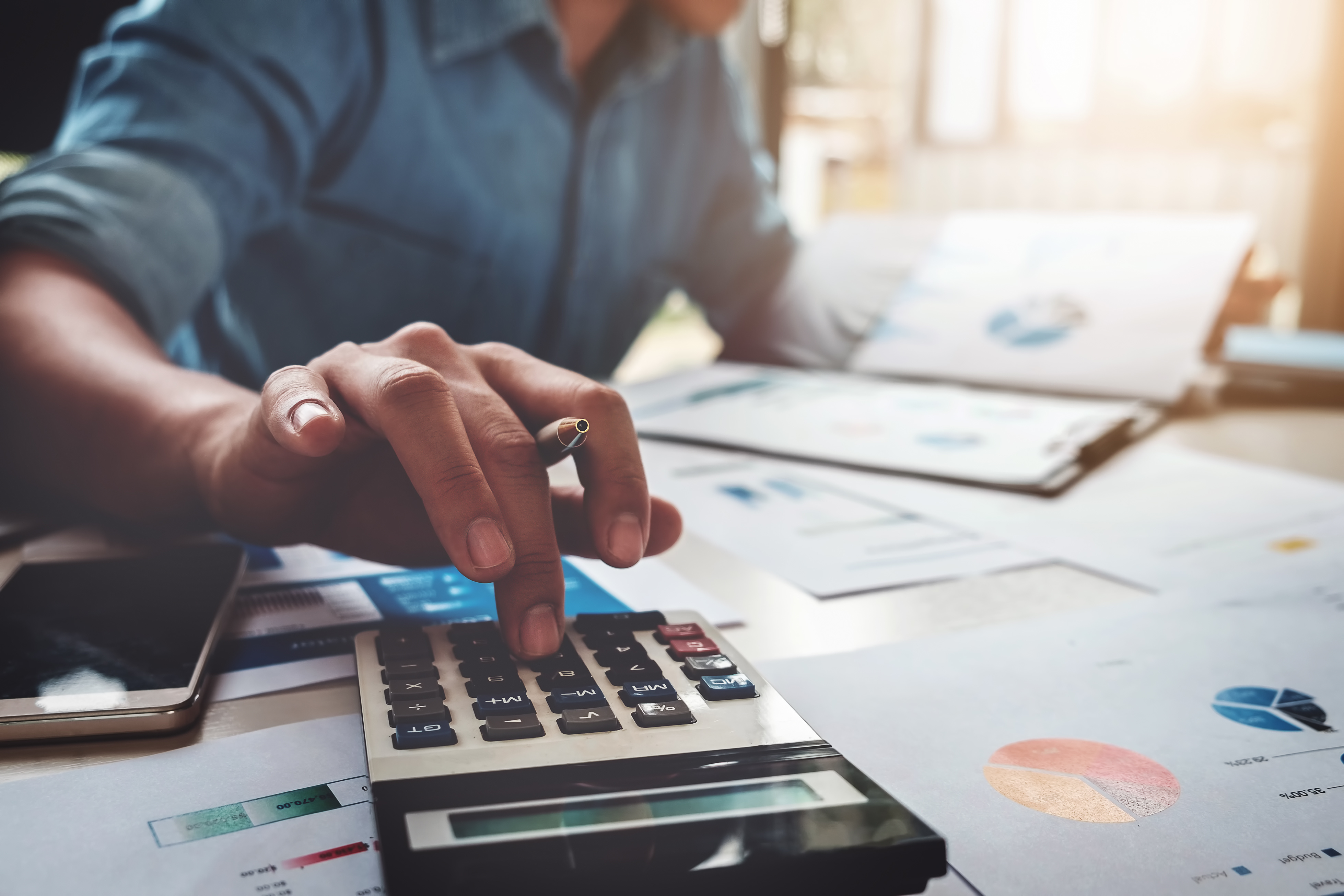 mortgage calculator on desk