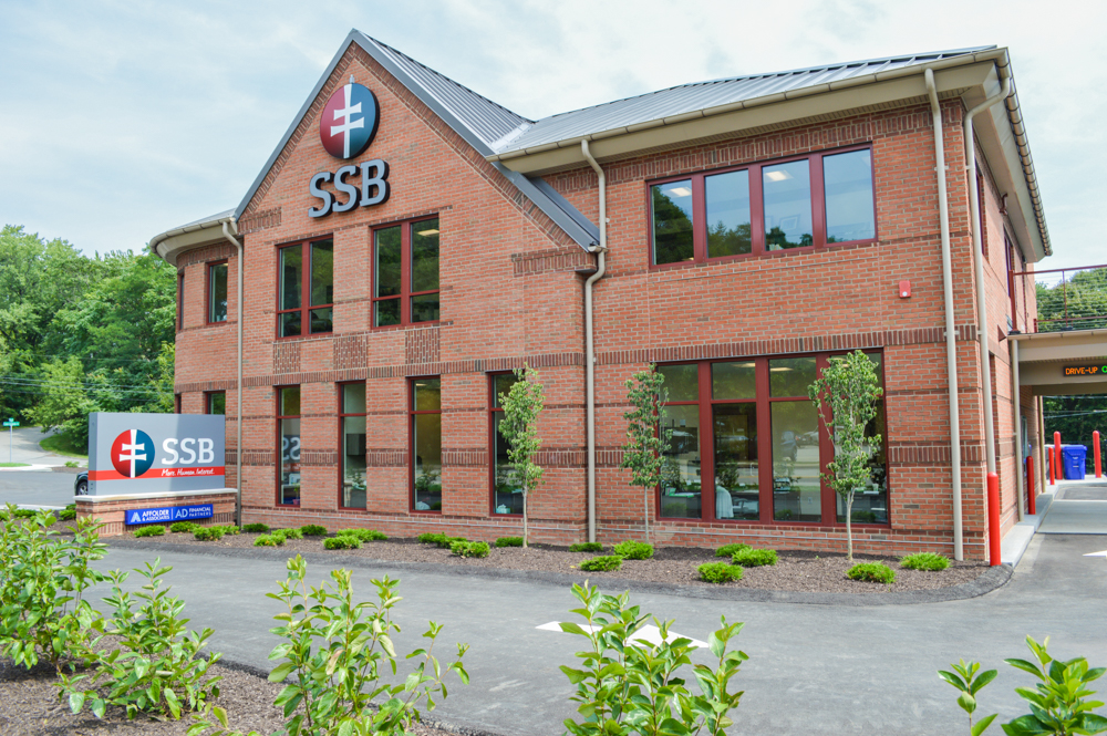 exterior of ssb bank branch in the north hills on perry highway mccandless