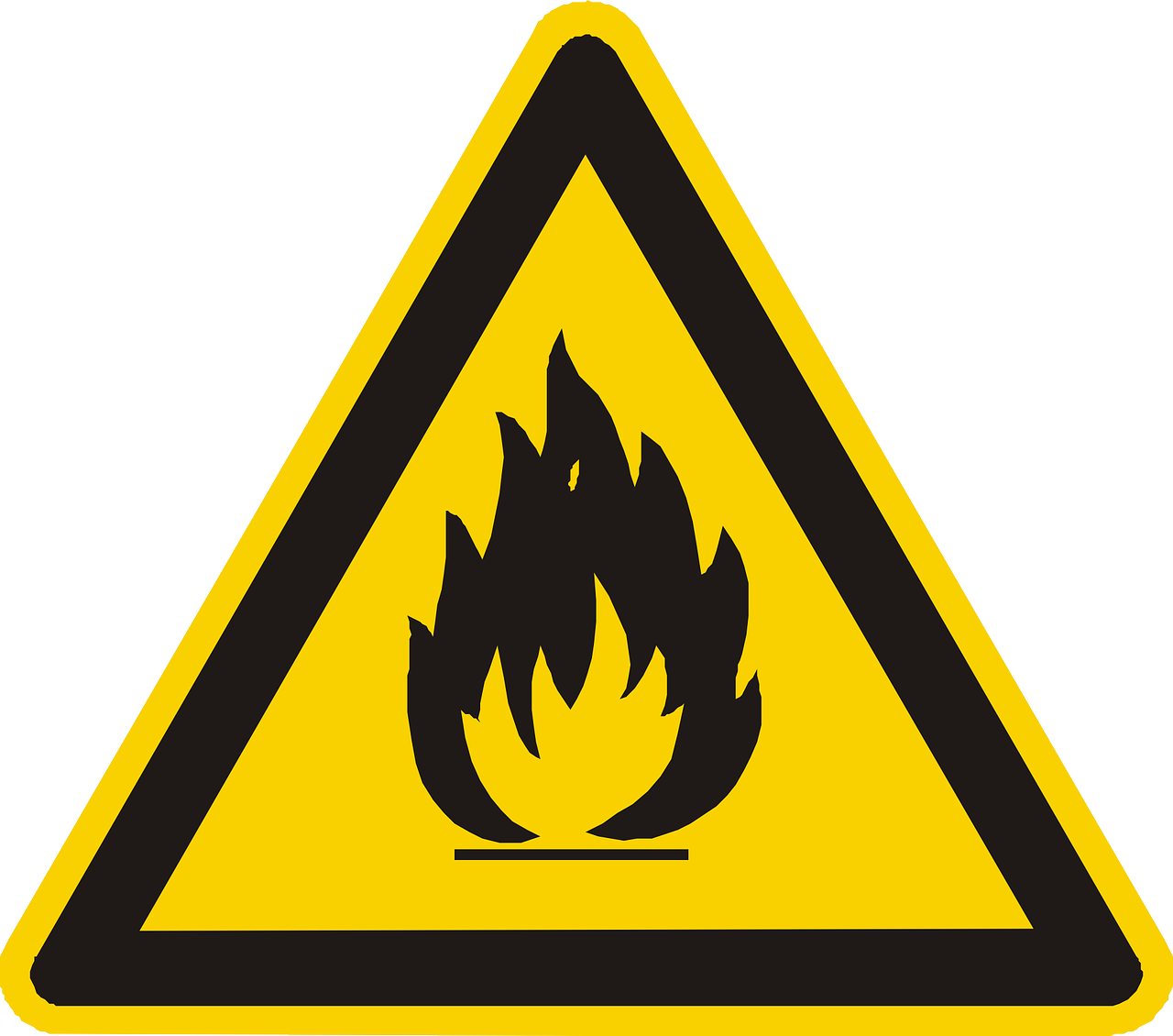 yellow fire hazard sign
